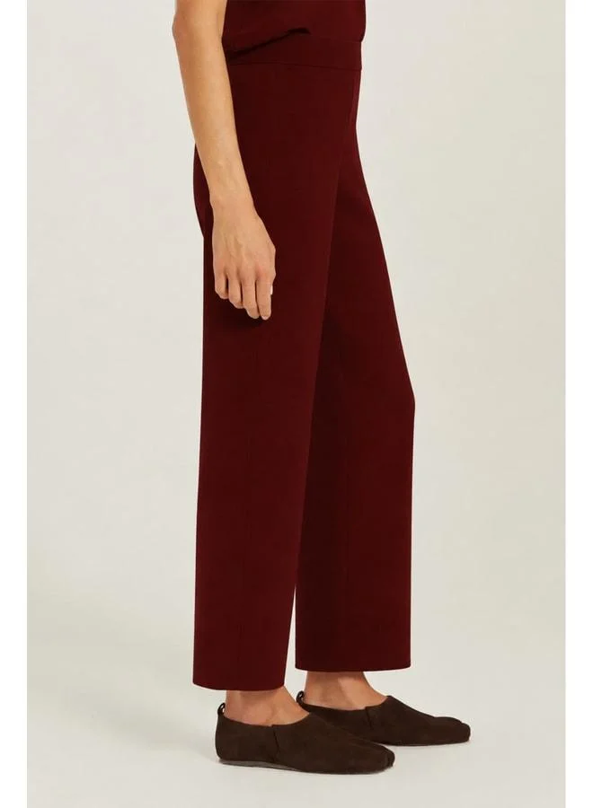 Mısırlı 1951 Burgundy Loose-Fit Knit Women's Pants.
