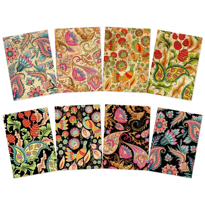 CrafTangles A4 Decoupage Paper Pack Combo - Floral Exotica and Floral Exotica Black Edition (8 sheets) - Image 1