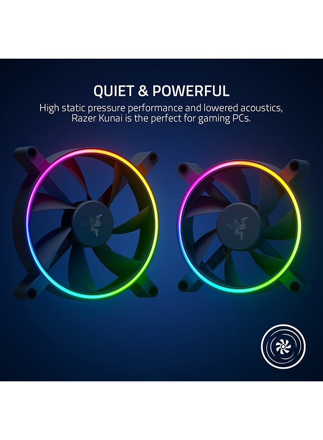 Razer Kunai Hydraulic 120Mm Argb Pc Fan: Quiet, Powerful Argb Fans - Pwm Fan Controller Support & Connect Up To 8 Fans - Powered By Razer Chroma Rgb - 3 Fans - Image 2