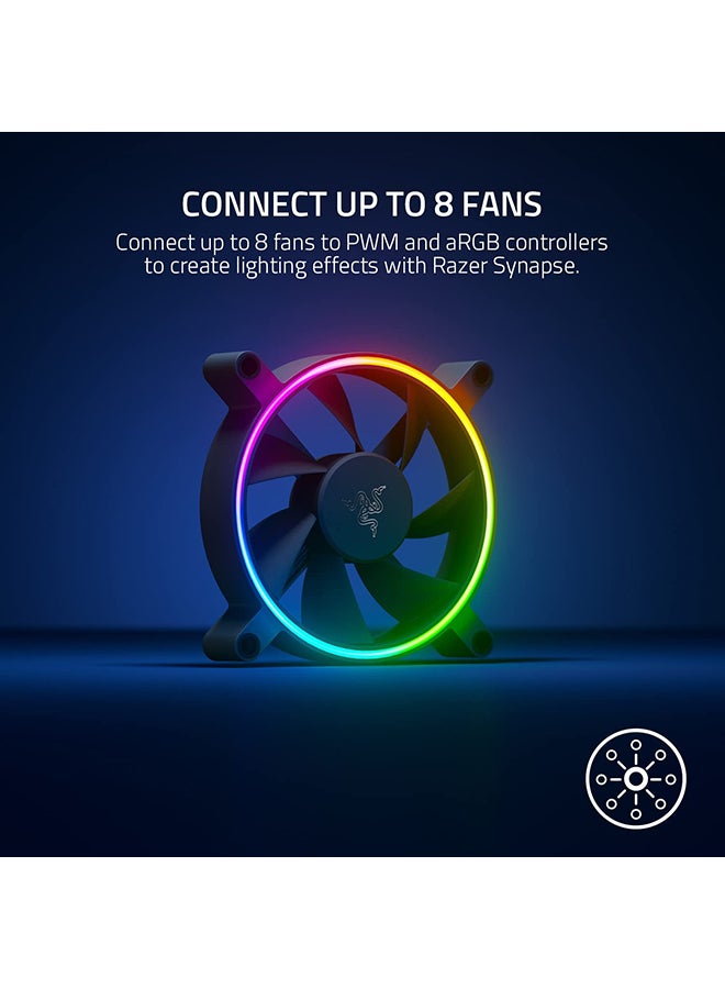Razer Kunai Hydraulic 120Mm Argb Pc Fan: Quiet, Powerful Argb Fans - Pwm Fan Controller Support & Connect Up To 8 Fans - Powered By Razer Chroma Rgb - 3 Fans - Image 3