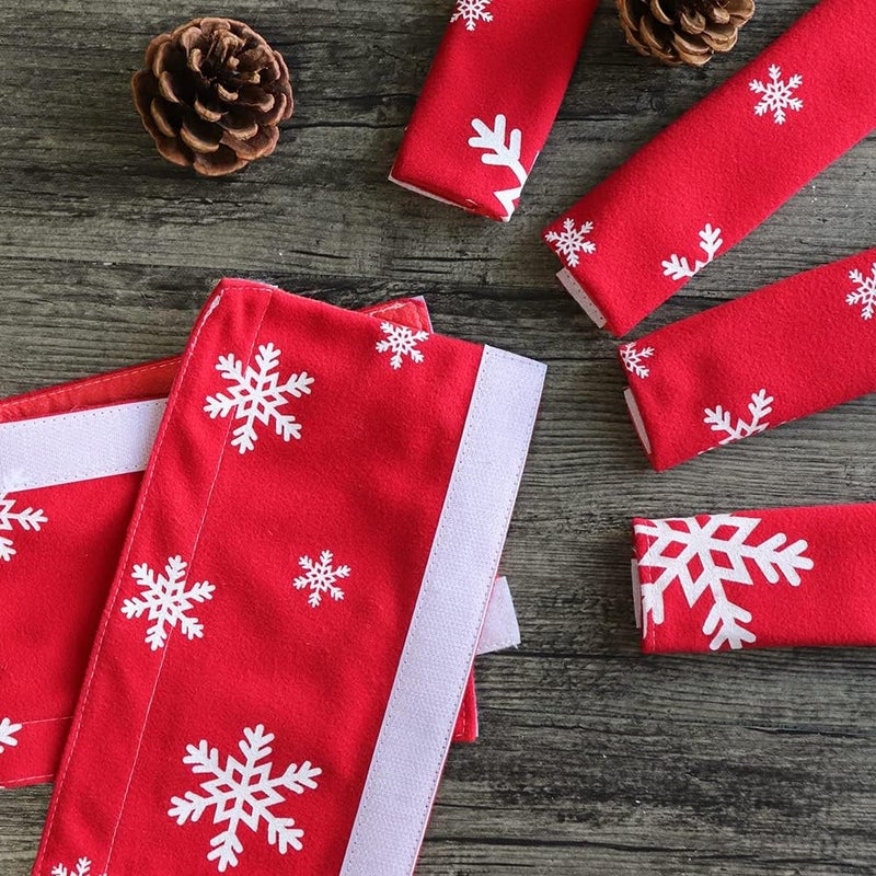 LimBridge Christmas Refrigerator Door Handle Cover, Design with Snowflakes, Two Sizes Red 8pcs Handle Cover for Kitchen Fridge, Microwave, Dishwasher Handle Decorations - Image 3