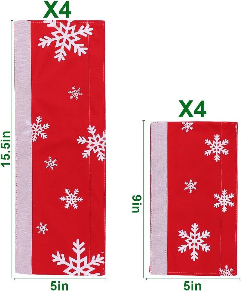 LimBridge Christmas Refrigerator Door Handle Cover, Design with Snowflakes, Two Sizes Red 8pcs Handle Cover for Kitchen Fridge, Microwave, Dishwasher Handle Decorations - Image 2
