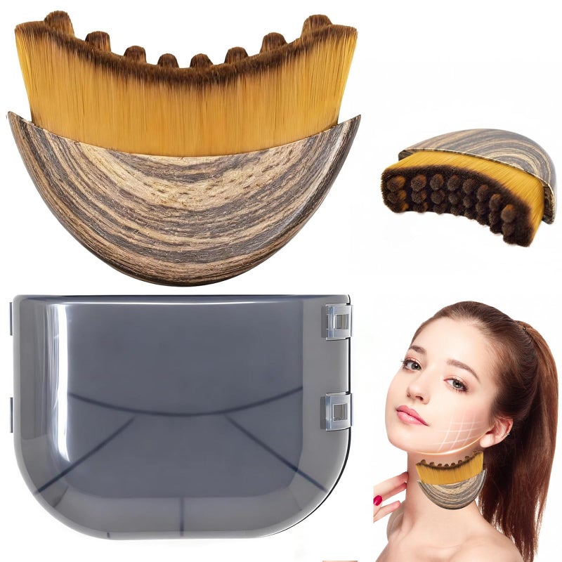 LPZXH Lymphatic Contour Face Brush,Lymphatic Drainage Massager for Sculpting,Soft & Gentle Bristles Suitable for All Skin Types,Portable Ergonomic Gua Sha Brush with Travel Case - Image 1