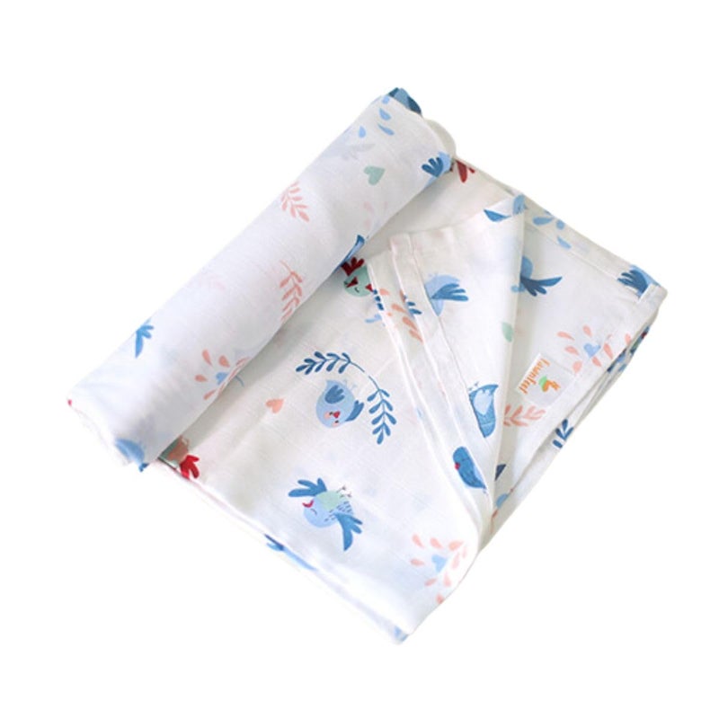 FawnFeel Swaddle for Newborn Baby Infants I 100 Bamboo Fabric I Breathable Soft Lightweight I Use as Swaddle Wrap Stroller Cover Nursing Cover Blanket More I Chirpy Bird Size 120x120cm