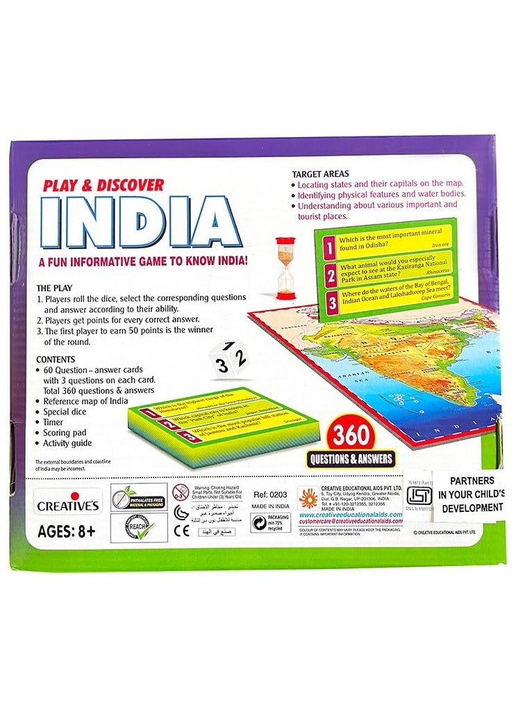 Creative's - Creative's Play & Discover India | Informative Game to Know India | Map Reading Skills| Geography Game | Educational Game for Kids | Learning Educational Toy| General Knowledge |Ages 8 & up - Image 1