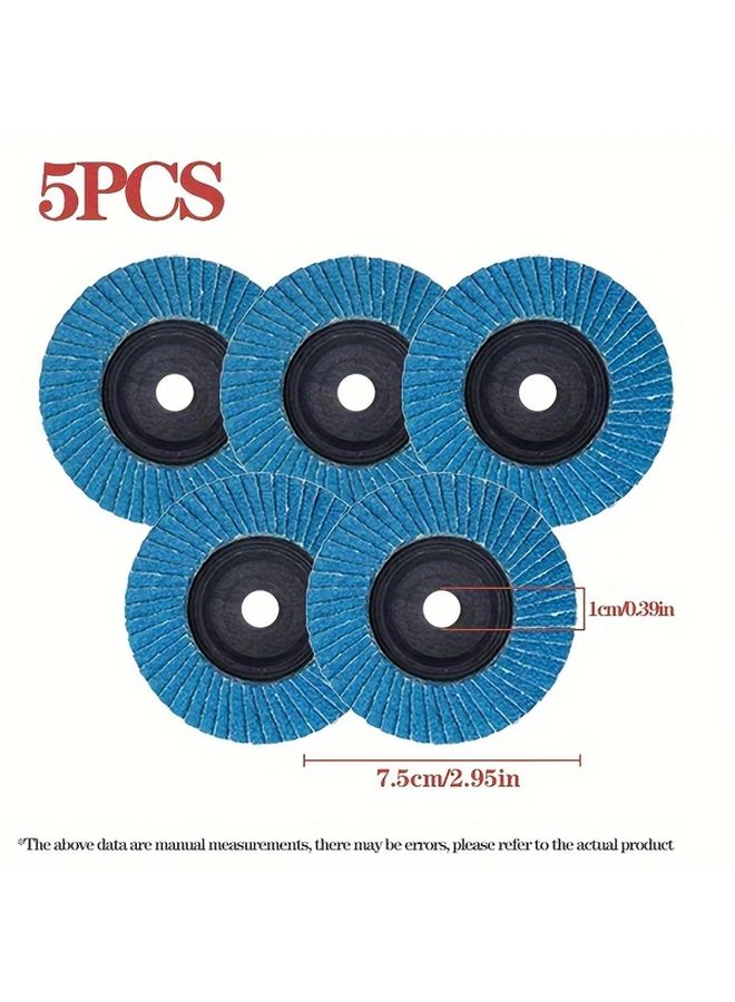 5Pcs 75mm Diamond Grinding and Polishing Sheets Medium Grit Wood Sanding Rust Removal Discs - Image 1