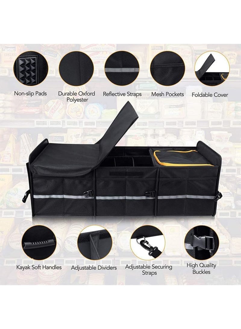 GT-Wheel Collapsible Car Boot Organizer Heavy Duty Trunk Storage with Insulated Leakproof Cooler Bag  - Image 2