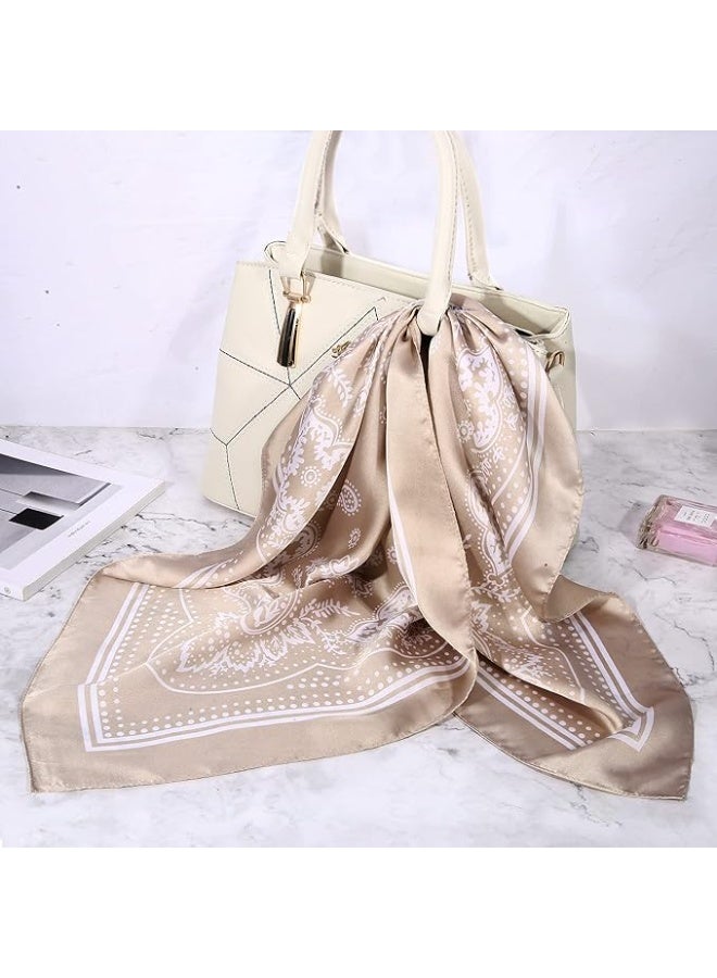 DIOTTI 3 Pack Satin Silk Square Scarves for Women, 70cm Hair & Neck Bandanas in Brown, Khaki, Light Green, Soft Shiny Head & Fashion Accessories (One Size) - Image 5