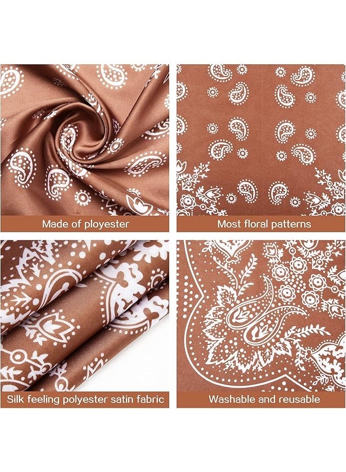 DIOTTI 3 Pack Satin Silk Square Scarves for Women, 70cm Hair & Neck Bandanas in Brown, Khaki, Light Green, Soft Shiny Head & Fashion Accessories (One Size) - Image 2