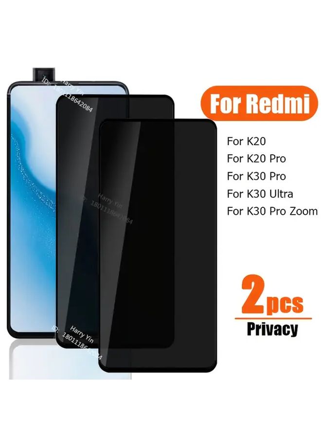 2 Pack Privacy Screen Protector Compatible With Redmi K20 Pro Anti Spy Tempered Glass 9H Hardness Black Frame Fingerprint Resistant - Image 1