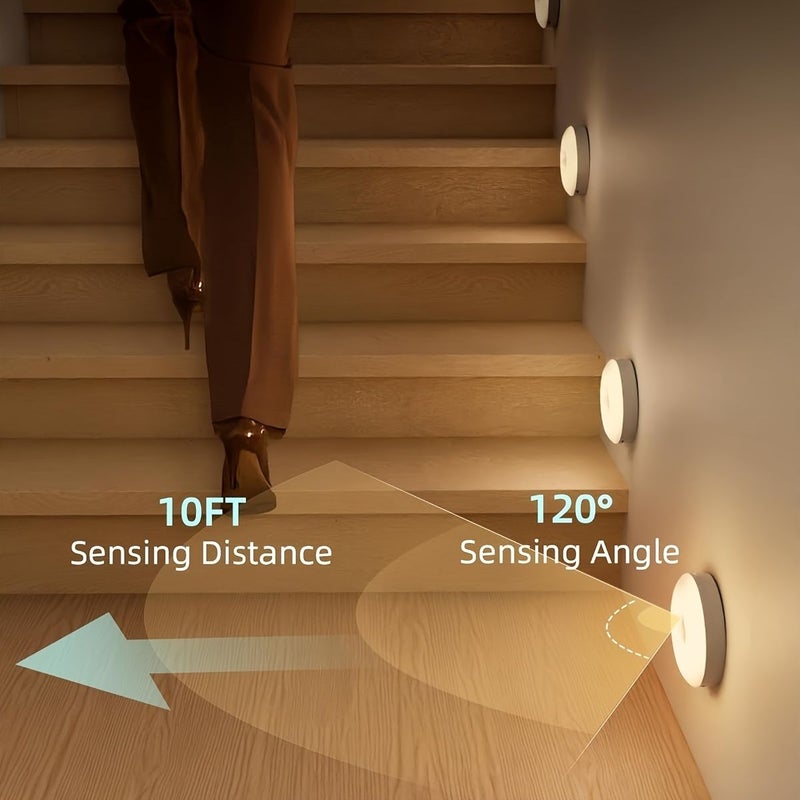 Motion Sensor Night Light Warm Light Battery Operated for Hallway Stairs Bedroom - Image 3