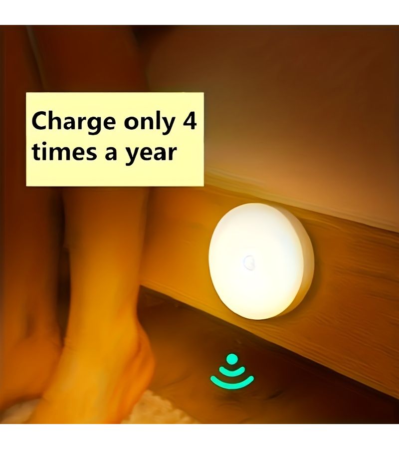 Motion Sensor Night Light Warm Light Battery Operated for Hallway Stairs Bedroom - Image 1