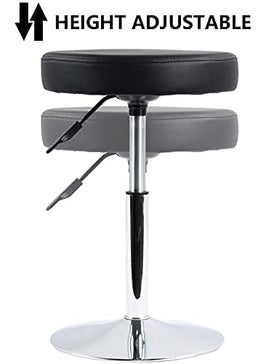 CRAFTSPEN CRAFTSPEN Makeup Vanity Stool ChairRound Tufted Swivel Adjustable Makeup Vanity Seat Stool with Chromed Metal Base for Living RoomKitchenOffice Blue  - Image 3
