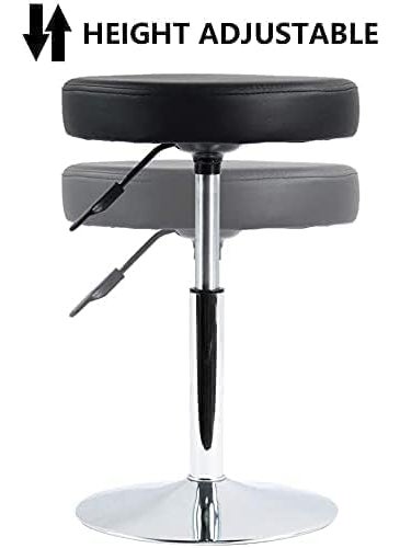CRAFTSPEN CRAFTSPEN Makeup Vanity Stool ChairRound Tufted Swivel Adjustable Makeup Vanity Seat Stool with Chromed Metal Base for Living RoomKitchenOffice Blue  - Image 3