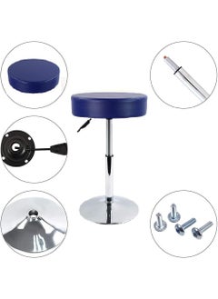 CRAFTSPEN CRAFTSPEN Makeup Vanity Stool ChairRound Tufted Swivel Adjustable Makeup Vanity Seat Stool with Chromed Metal Base for Living RoomKitchenOffice Blue  - Image 5