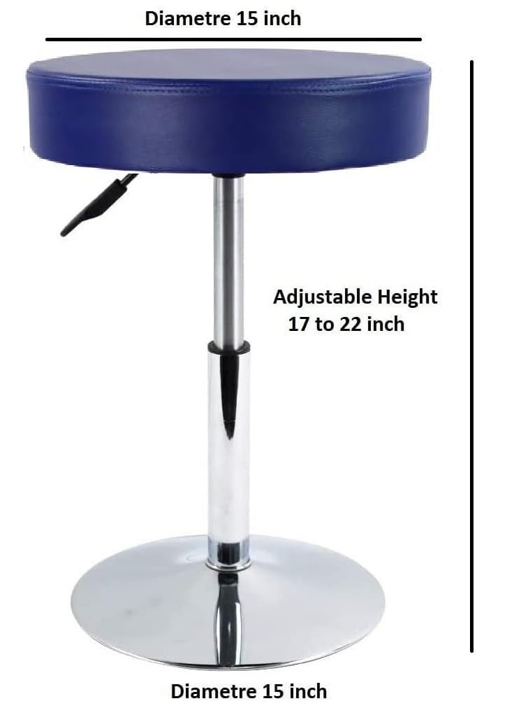 CRAFTSPEN CRAFTSPEN Makeup Vanity Stool ChairRound Tufted Swivel Adjustable Makeup Vanity Seat Stool with Chromed Metal Base for Living RoomKitchenOffice Blue  - Image 2