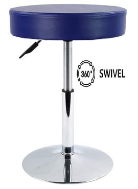 CRAFTSPEN CRAFTSPEN Makeup Vanity Stool ChairRound Tufted Swivel Adjustable Makeup Vanity Seat Stool with Chromed Metal Base for Living RoomKitchenOffice Blue  - Image 4