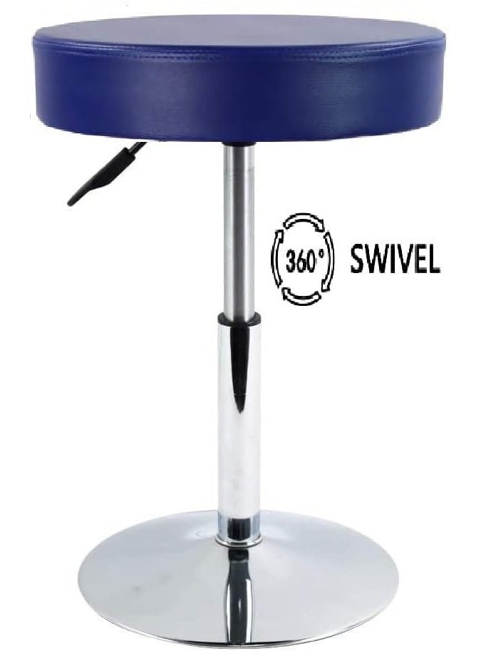 CRAFTSPEN CRAFTSPEN Makeup Vanity Stool ChairRound Tufted Swivel Adjustable Makeup Vanity Seat Stool with Chromed Metal Base for Living RoomKitchenOffice Blue  - Image 4