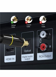 Generic Digital Optical Audio Cable, 24K Gold-Plated Nylon Braided Optical Fiber Male to Male Cable, 200 cm Digital Optical Cable for Sound Bar, TV, Playstation, 1 Pcs  - Image 3