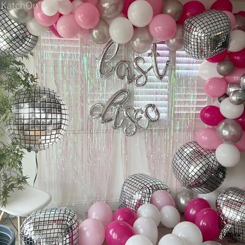 KatchOn, Silver Disco Ball Balloons - Huge 22 Inch, Pack of 6 | 4D Sphere Balloons for Disco Party Decorations | Anniversary, Bachelorette, Birthday, Retro Party Decorations | 70s Party Decoration - Image 3