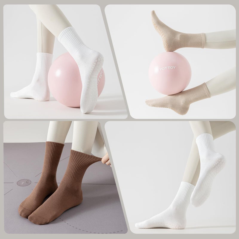 BONANGEL Pilates Socks with Grips for Women, 3 Pairs Womens Grippy Yoga Ballet Barre Hospital Gym Athletic Socks - Image 5