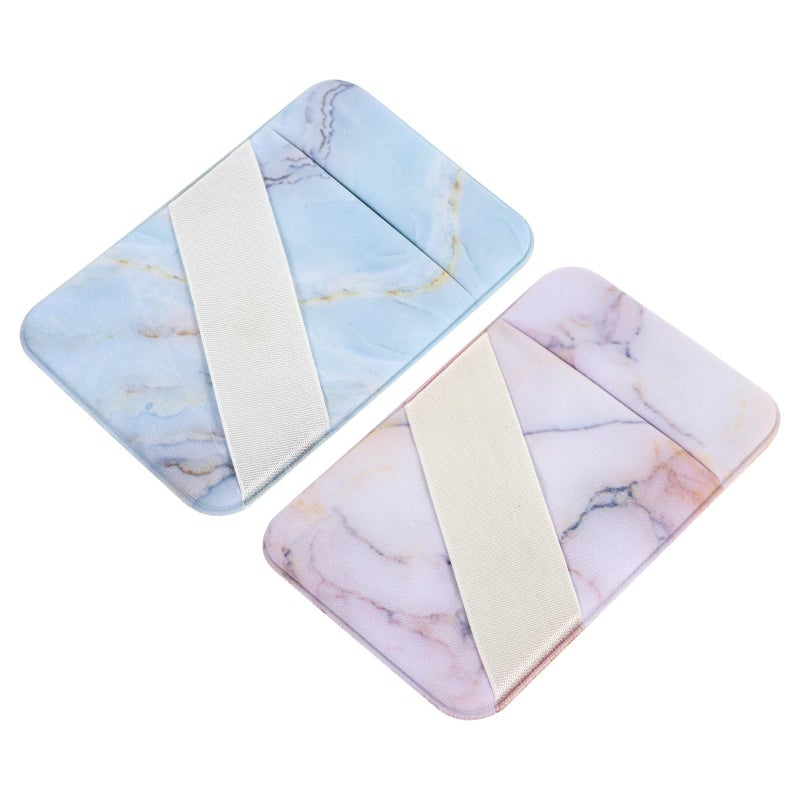 Double Layer Adhesive Card Pocket Wallet Sticker For Smartphones Travel Use 93x61mm Red Blue 2pcs - Image 2