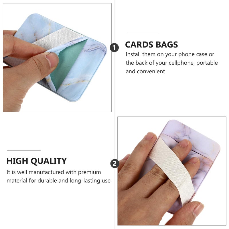 Double Layer Adhesive Card Pocket Wallet Sticker For Smartphones Travel Use 93x61mm Red Blue 2pcs - Image 4