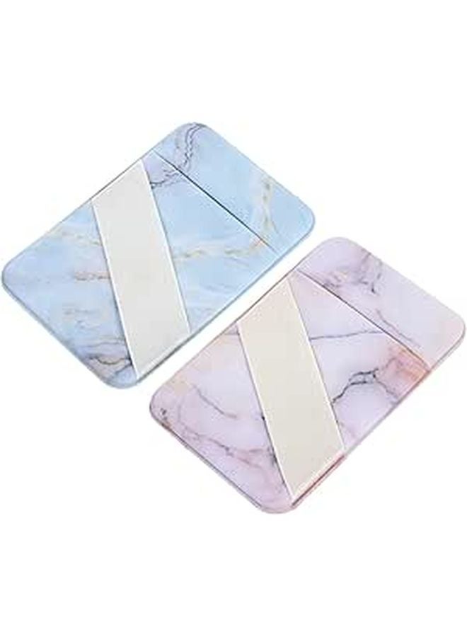 Double Layer Adhesive Card Pocket Wallet Sticker For Smartphones Travel Use 93x61mm Red Blue 2pcs - Image 1