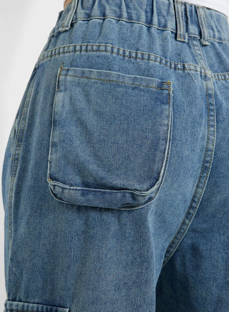 Ginger  Multi-Pocket Straight Leg Cargo Jeans for Women | Best Price UAE