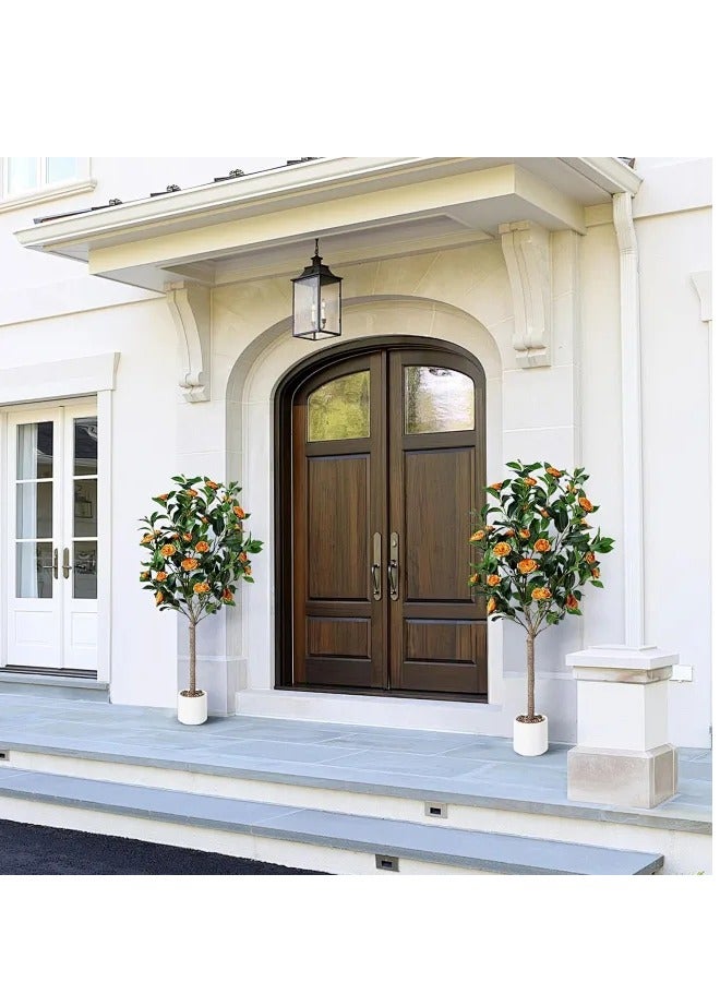 Snooe Artificial Camellia Tree 150cm - Nearly Natural Faux Plants Indoor, with Easy Assembly, Low Maintenance, Ideal for Both Indoor Decoration and Other Purposes (Orange 150CM) - Image 3