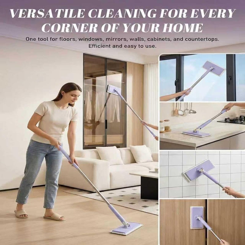 RWSEFK Snap Grip Mini Mop,Convenient Cloth Changing Mini Mop,Retractable Gap Dust Cleaner Flat Mops with Locking Head &Sweeping Cloths,ï¼ˆ1mop + 5random Color Rags (Purple) - Image 5