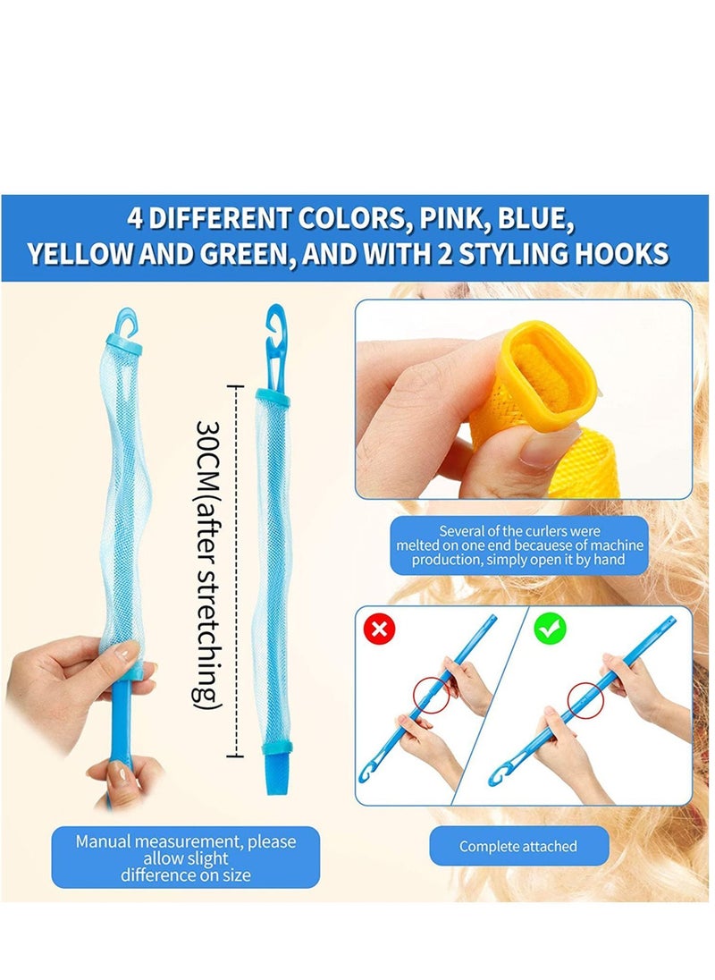 Y&D 28 Pieces Hair Curlers Spiral Curls No Heat Wave Styling Kit with 2 Hooks for Most Kinds of Hairstyles (Assorted Color, 30 cm)  - Image 2