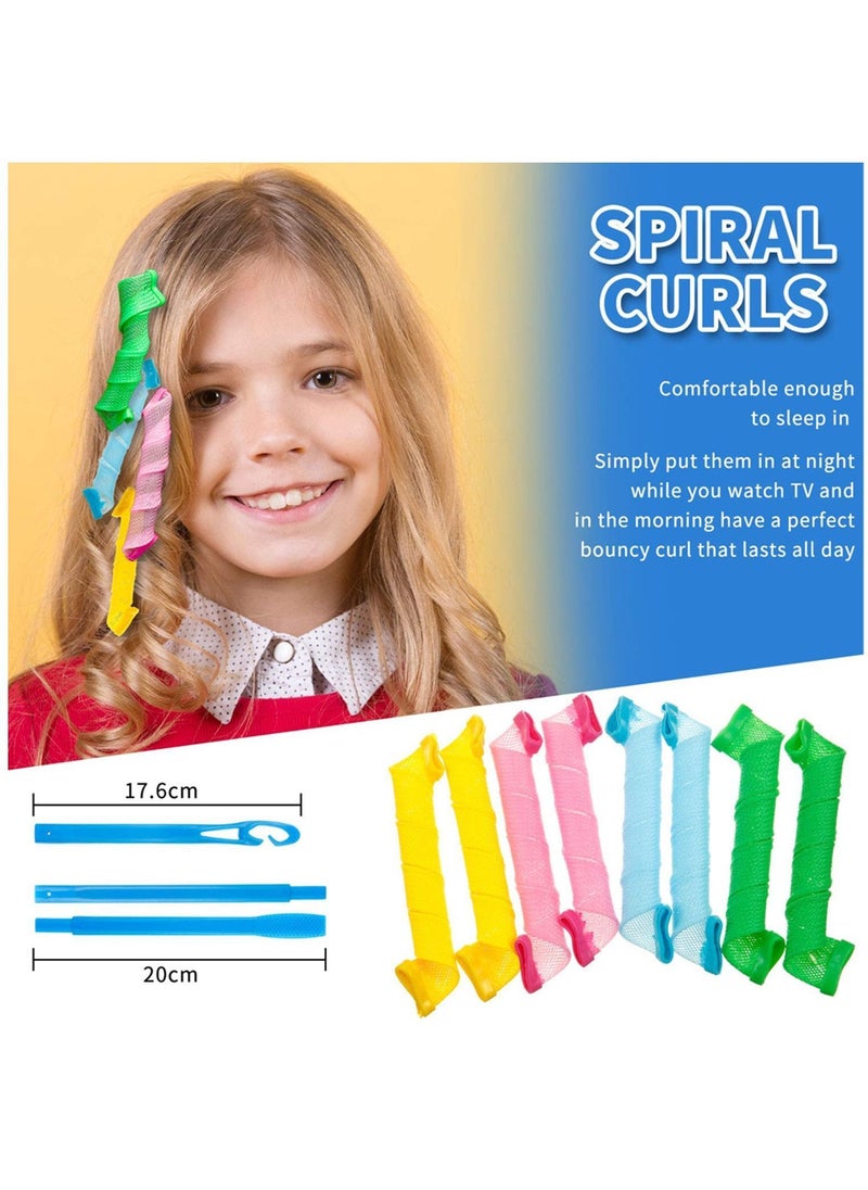 Y&D 28 Pieces Hair Curlers Spiral Curls No Heat Wave Styling Kit with 2 Hooks for Most Kinds of Hairstyles (Assorted Color, 30 cm)  - Image 5