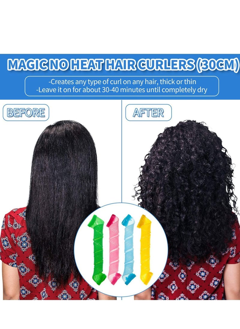 Y&D 28 Pieces Hair Curlers Spiral Curls No Heat Wave Styling Kit with 2 Hooks for Most Kinds of Hairstyles (Assorted Color, 30 cm)  - Image 4