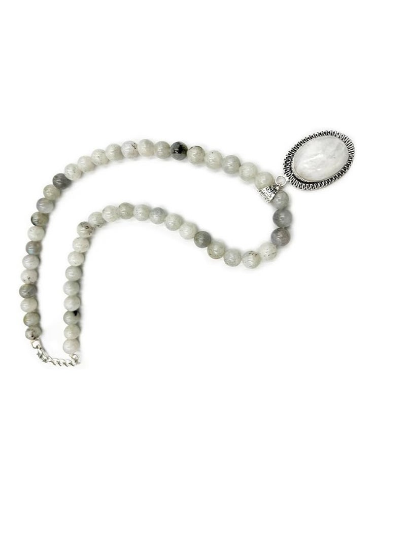 REBUY REBUY Natural Rainbow Moonstone Necklace 8 MM Bead - Image 2