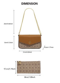 BLLE ROWN 2PCS Chic Women Leather Handbags,Shoulder Sling Bag Set for Ladies Mini Crossbody Bag with adjustable Gold Chain Strap, Perfect Gift for Her, Vintage & Modern Style East West Bags  - Image 3