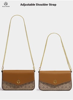 BLLE ROWN 2PCS Chic Women Leather Handbags,Shoulder Sling Bag Set for Ladies Mini Crossbody Bag with adjustable Gold Chain Strap, Perfect Gift for Her, Vintage & Modern Style East West Bags  - Image 4