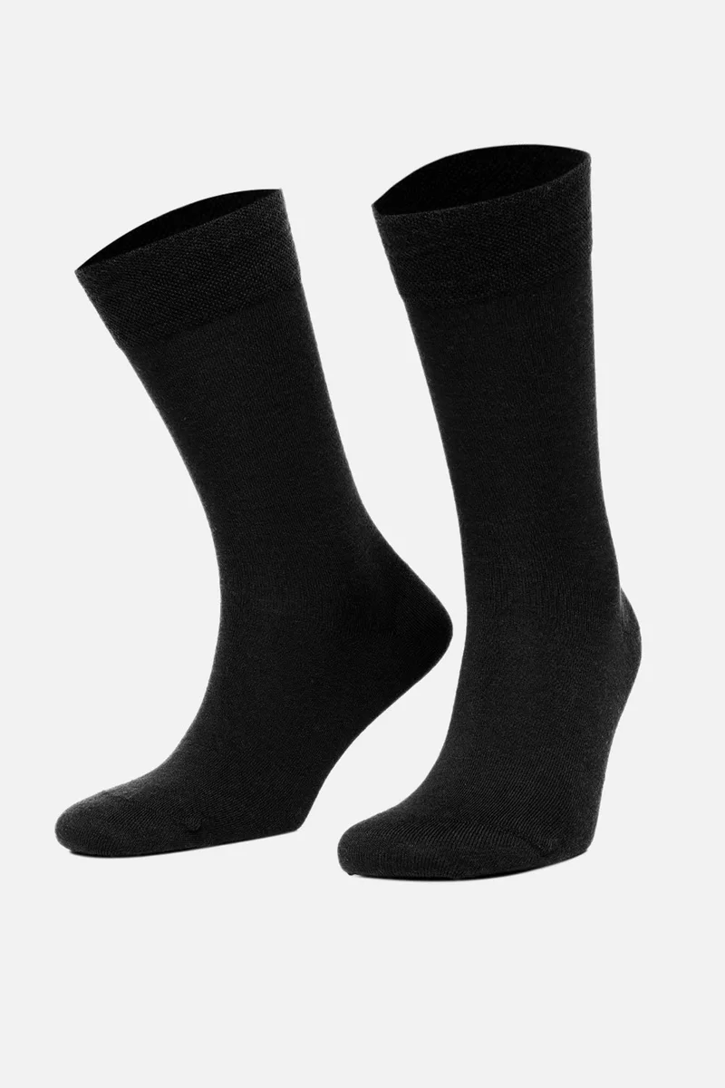 Mısırlı Çorap Egyptian Men's Lambswool Wool Single Black Socks M-63000-SI