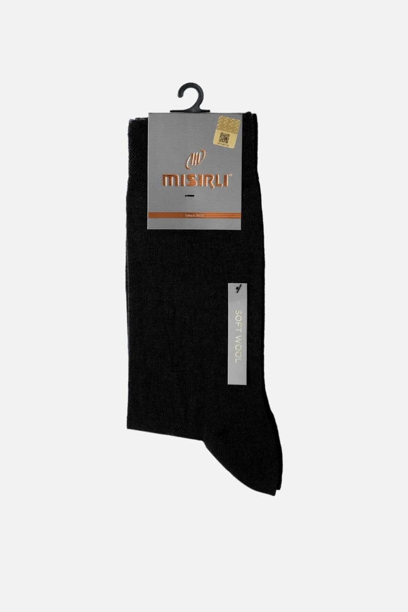 Mısırlı Çorap Egyptian Men's Lambswool Wool Single Black Socks M-63000-SI