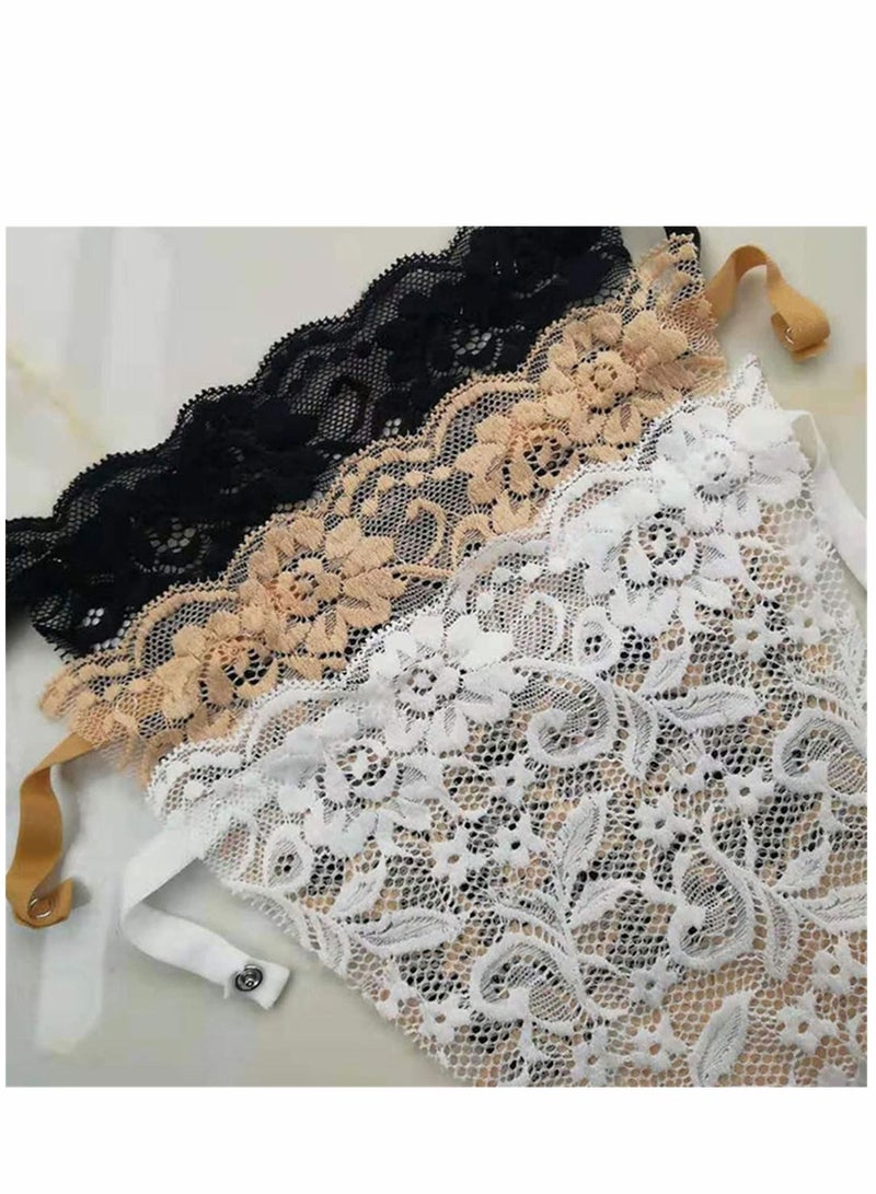 3pcs Lady Lace Clip on Mock Camisole, Overlay Modesty Panel Vest for Women - Image 2