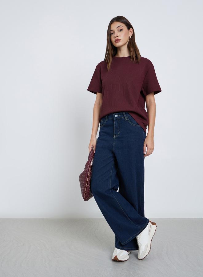 ستايلي تيشيرت فلات محبوك بياقة دائرية - Image 2