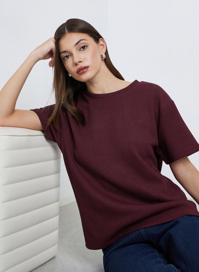 ستايلي تيشيرت فلات محبوك بياقة دائرية - Image 1