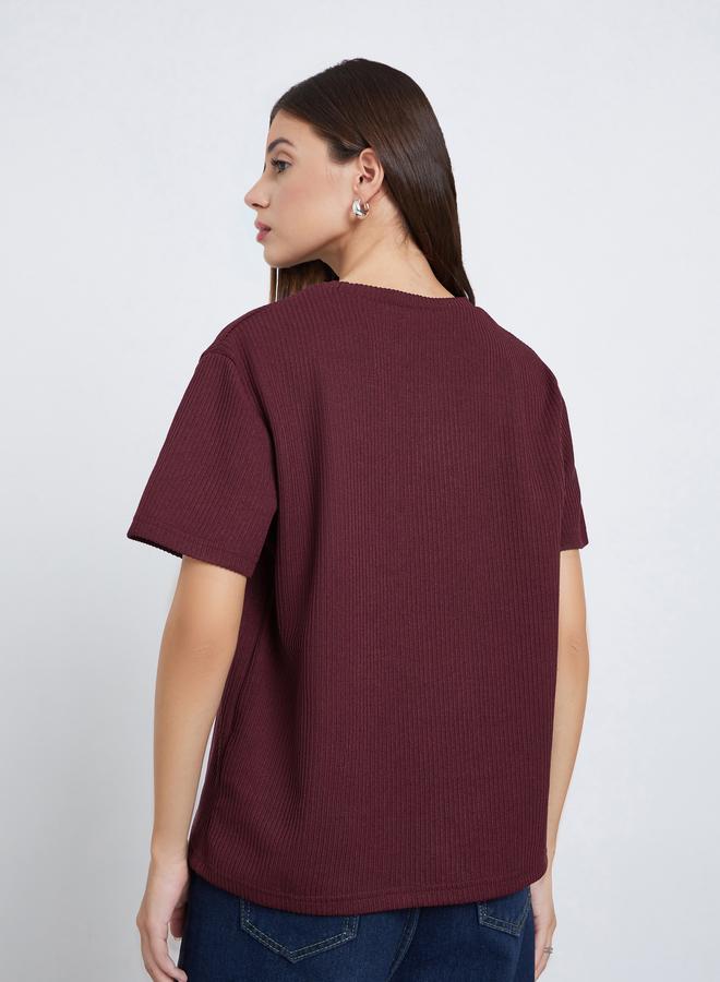 ستايلي تيشيرت فلات محبوك بياقة دائرية - Image 5