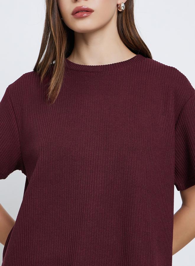 ستايلي تيشيرت فلات محبوك بياقة دائرية - Image 3