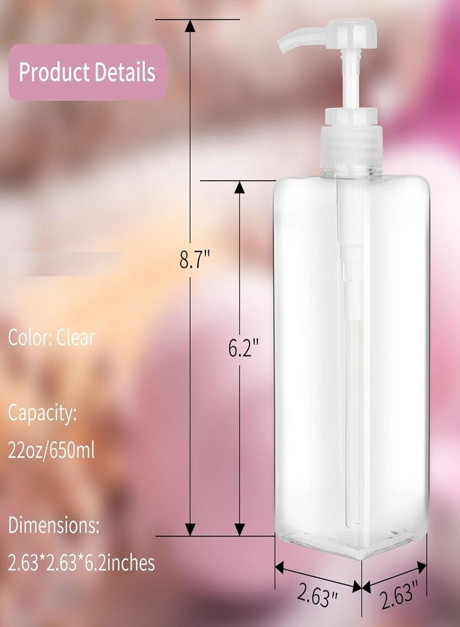 STARFLYER Pump Bottle Dispenser 22oz/650ml 1 Pack Refillable Square Plastic Lotion Dispenser Empty Lotion Pump Bottle for Essential Oil Lotion, Shampoo, Bathroom Travel. (Clear) - Image 2