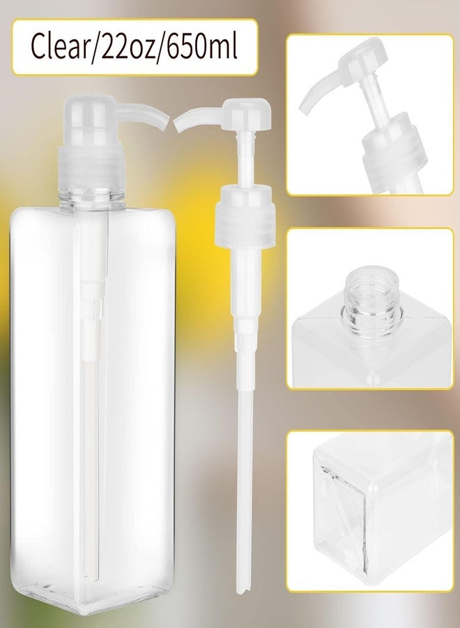 STARFLYER Pump Bottle Dispenser 22oz/650ml 1 Pack Refillable Square Plastic Lotion Dispenser Empty Lotion Pump Bottle for Essential Oil Lotion, Shampoo, Bathroom Travel. (Clear) - Image 3