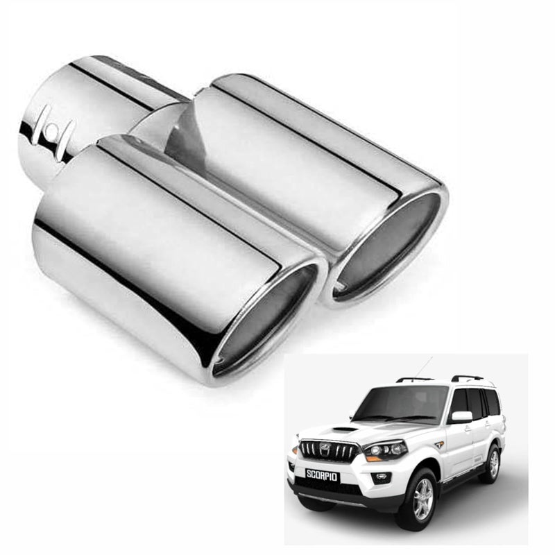 Asryd Dual Silencer Exhaust Tip Pipe Rustproof Stainless Steel Muffler Tail End Outlet 1Pcs For Mahindra Scorpio