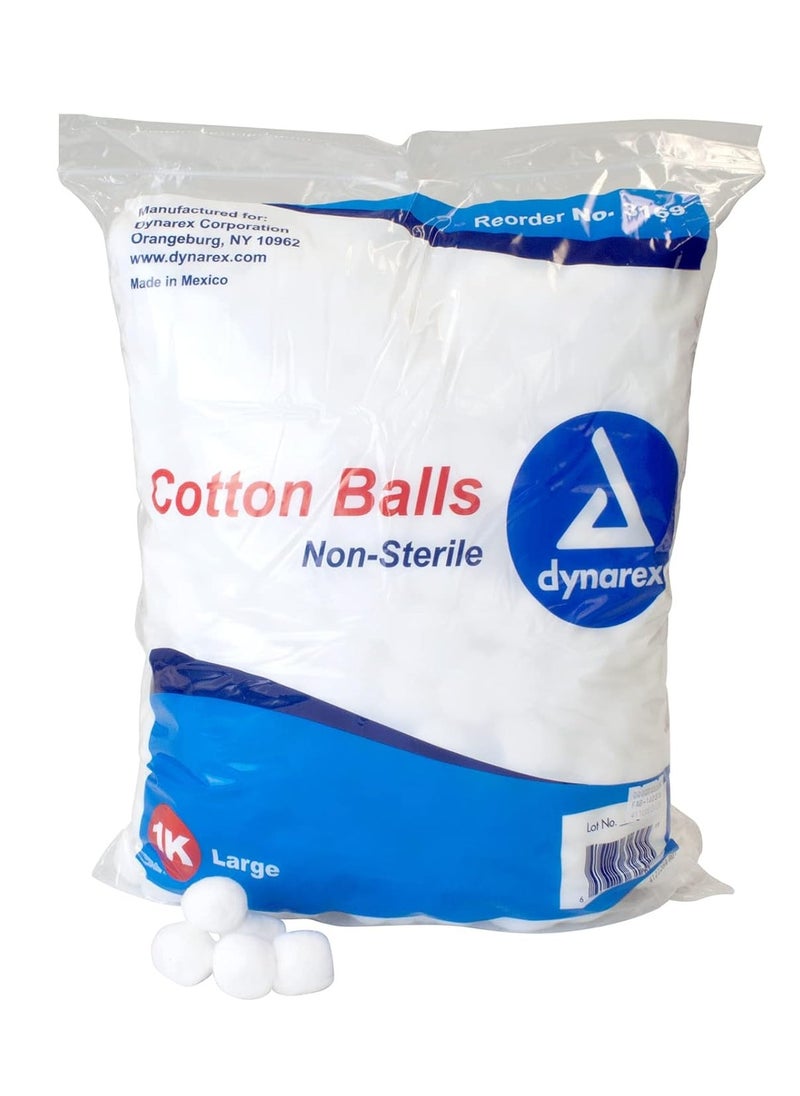 Dynarex Dynarex 3169 Cotton Ball, Non-Sterile and Large Sized, Latex-Free, Pack of 1000  - Image 1
