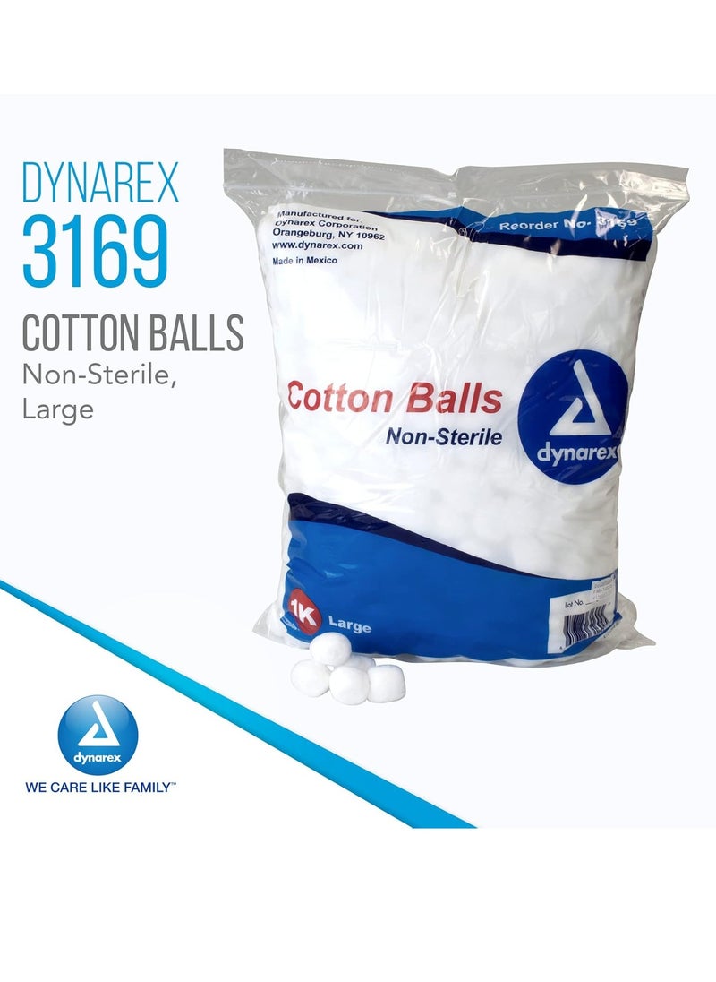 Dynarex Dynarex 3169 Cotton Ball, Non-Sterile and Large Sized, Latex-Free, Pack of 1000  - Image 3