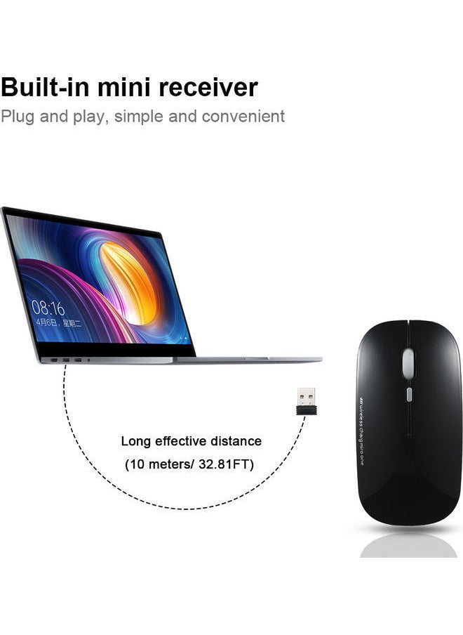 NIBEMINENT USB Charging Wireless Mouse Matte Black  - Image 2
